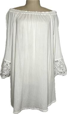 Chelsea & Theodore Tunic White Soft‎ Stretchy Fairy Boho Lace Crochet Detail XL